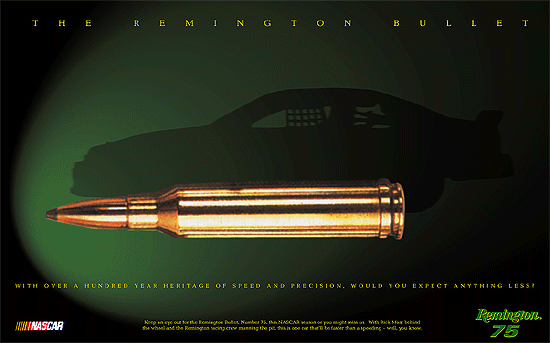 Cretive Design for a Remington Bullet NASCAR Ad